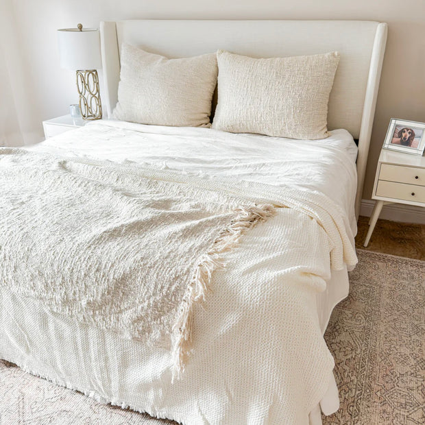 Anaya Home Cozy Cotton White Boucle Dutch Euro Pillow 28x36 With Down Insert