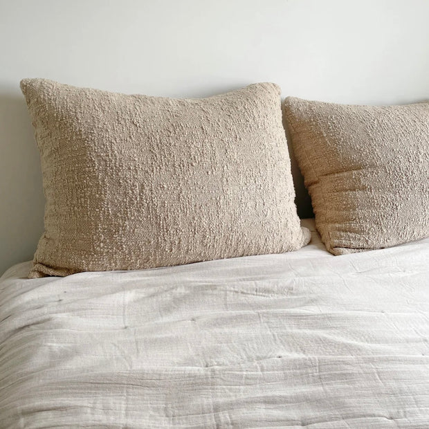 Anaya Home Cozy Cotton Beige Boucle Dutch Euro Pillow 28x36 With Down Insert