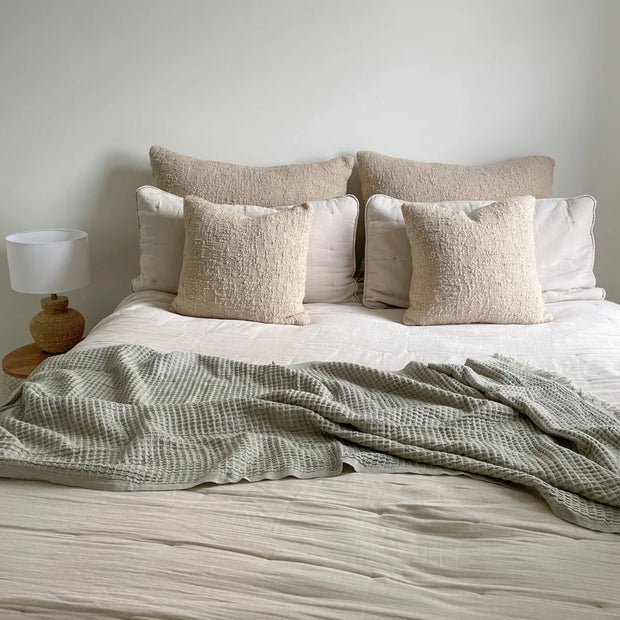 Anaya Home Cozy Cotton Beige Boucle Dutch Euro Pillow 28x36 With Down Insert
