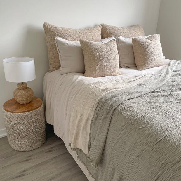 Anaya Home Cozy Cotton Beige Boucle Dutch Euro Pillow 28x36 With Down Insert