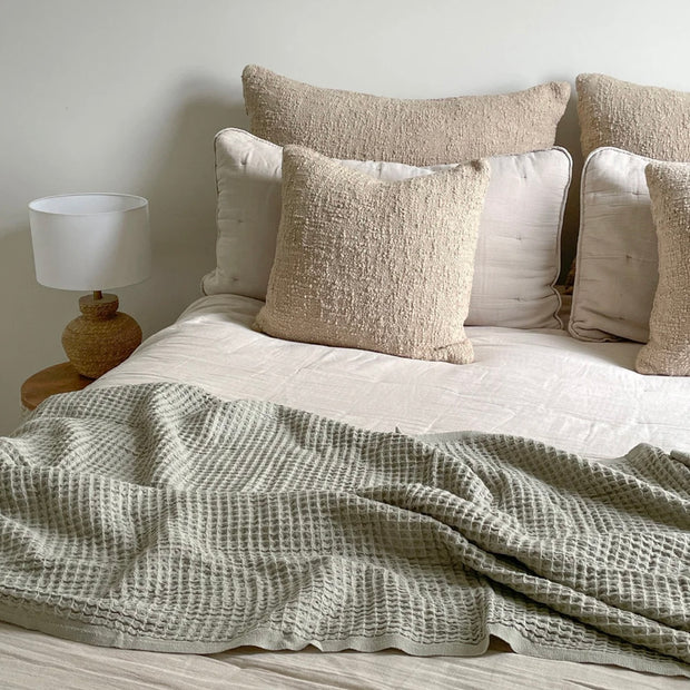Anaya Home Cozy Cotton Beige Boucle Dutch Euro Pillow 28x36 With Down Insert