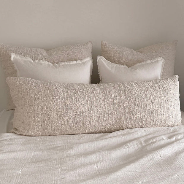 Anaya Home Cozy Cotton Beige Boucle Body Pillow With Down Alternative Insert