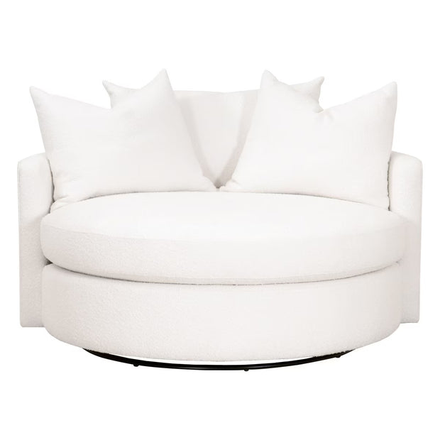 Essentials For Living Lourne Grand Swivel Sofa Chair ~ LiveSmart Boucle-Snow