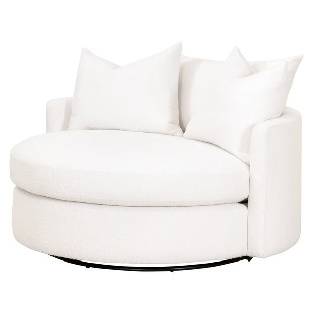 Essentials For Living Lourne Grand Swivel Sofa Chair ~ LiveSmart Boucle-Snow