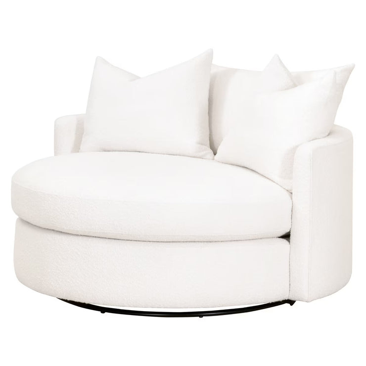 Essentials For Living Lourne Grand Swivel Sofa Chair ~ LiveSmart Boucle-Snow