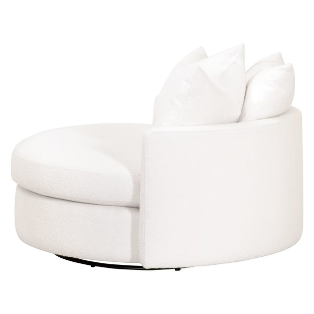 Essentials For Living Lourne Grand Swivel Sofa Chair ~ LiveSmart Boucle-Snow