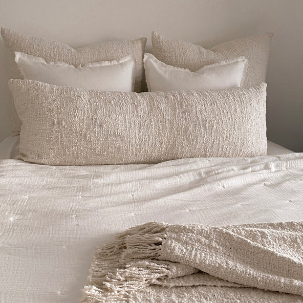 Anaya Home Cozy Cotton Beige Boucle Body Pillow With Down Alternative Insert