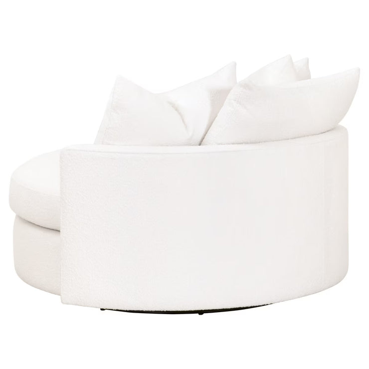 Essentials For Living Lourne Grand Swivel Sofa Chair ~ LiveSmart Boucle-Snow