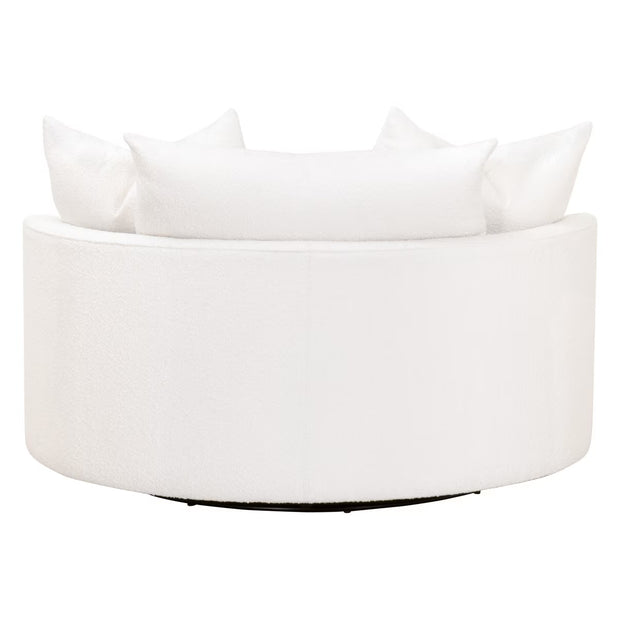 Essentials For Living Lourne Grand Swivel Sofa Chair ~ LiveSmart Boucle-Snow