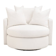 Essentials For Living Lourne Petite Swivel Sofa Chair ~ LiveSmart Boucle-Snow