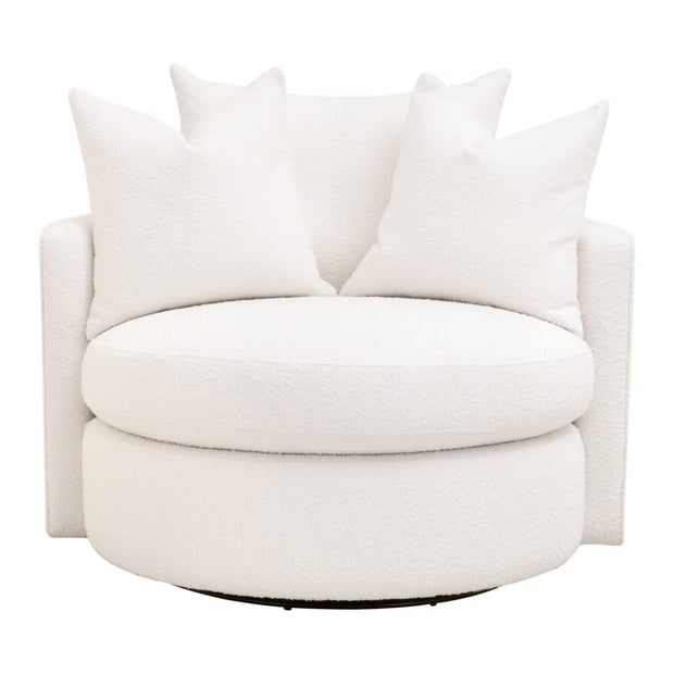 Essentials For Living Lourne Petite Swivel Sofa Chair ~ LiveSmart Boucle-Snow
