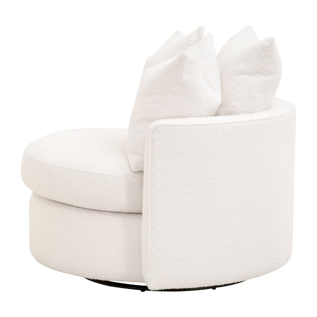 Essentials For Living Lourne Petite Swivel Sofa Chair ~ LiveSmart Boucle-Snow