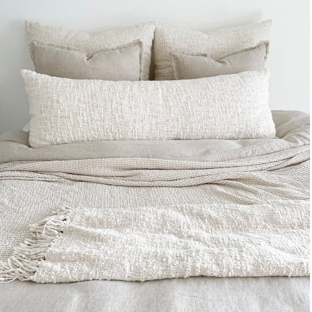 Anaya Home Cozy Cotton White Boucle Body Pillow With Down Alternative Insert