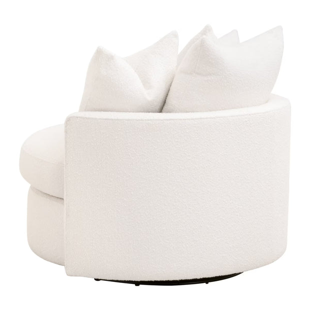 Essentials For Living Lourne Petite Swivel Sofa Chair ~ LiveSmart Boucle-Snow