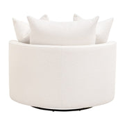 Essentials For Living Lourne Petite Swivel Sofa Chair ~ LiveSmart Boucle-Snow