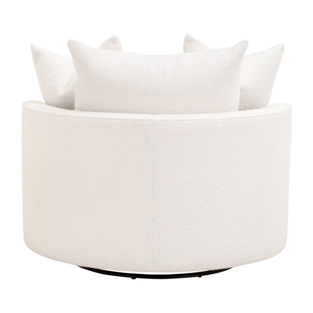 Essentials For Living Lourne Petite Swivel Sofa Chair ~ LiveSmart Boucle-Snow
