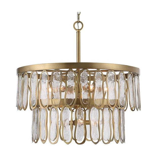 Uttermost Aurelie Seeded Glass Two Tier Stacked With Antique Brass Accents 9 Light Pendant