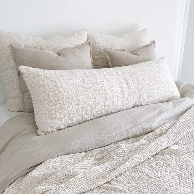 Anaya Home Cozy Cotton White Boucle Body Pillow With Down Alternative Insert