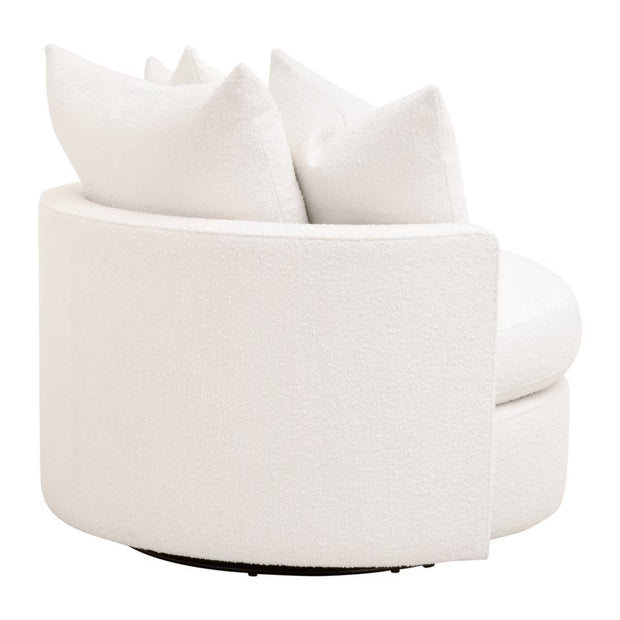 Essentials For Living Lourne Petite Swivel Sofa Chair ~ LiveSmart Boucle-Snow