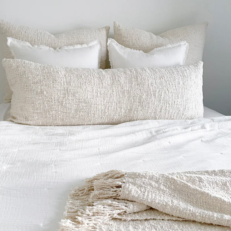 Anaya Home Cozy Cotton White Boucle Body Pillow With Down Alternative Insert