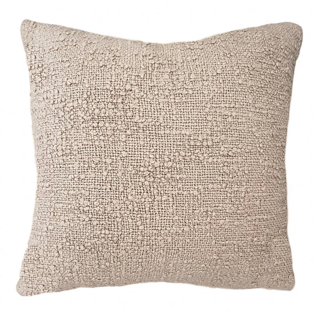 Anaya Home Cozy Cotton Beige Boucle Pillow 20x20 With Down Insert