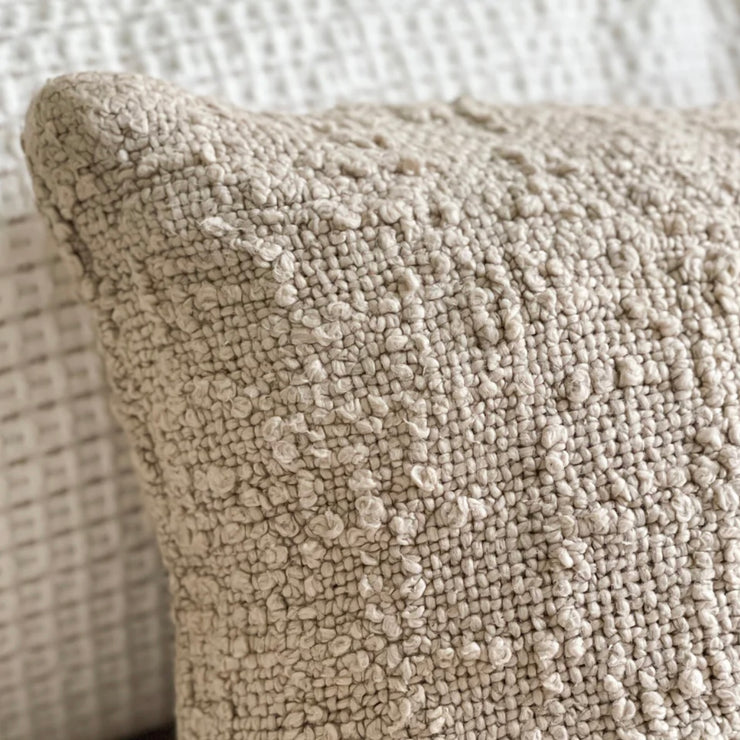Anaya Home Cozy Cotton Beige Boucle Pillow 20x20 With Down Insert