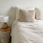 Anaya Home Cozy Cotton Beige Boucle Pillow 20x20 With Down Insert