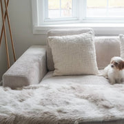Anaya Home Cozy Cotton White Boucle Pillow 20x20 With Down Insert