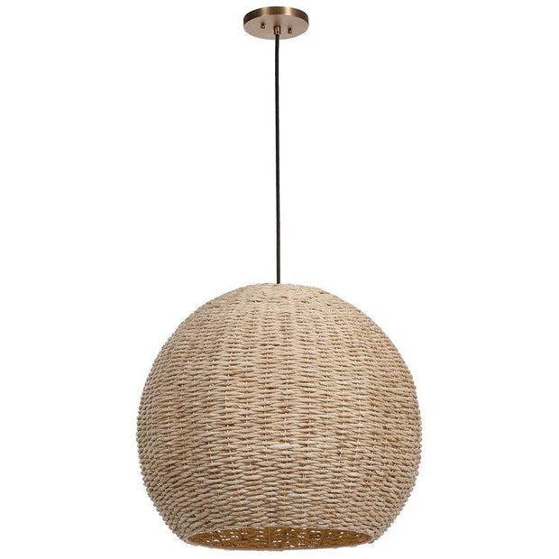 Uttermost Seagrass Dome Woven Seagrass With Antique Brass Accents Pendant Light