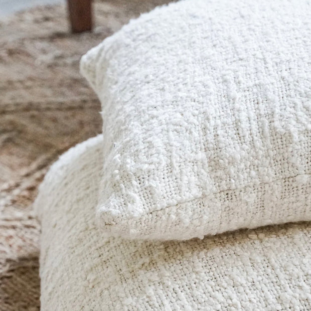 Anaya Home Cozy Cotton White Boucle Pillow 20x20 With Down Insert