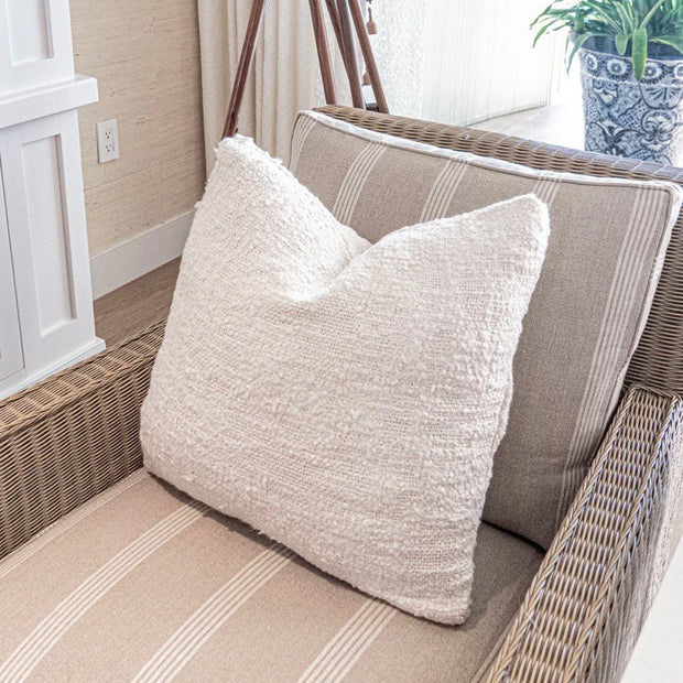 Anaya Home Cozy Cotton White Boucle Pillow 20x20 With Down Insert
