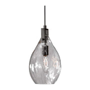 Uttermost Campester Teardrop Watered Glass With Matte Black Accents Mini Pendant Light