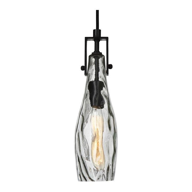 Uttermost Campester Teardrop Watered Glass With Matte Black Accents Mini Pendant Light