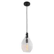 Uttermost Campester Teardrop Watered Glass With Matte Black Accents Mini Pendant Light