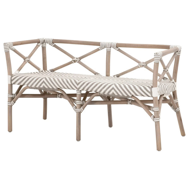 Essentials For Living Palisades Bench ~ Stone & White Synthetic Binding