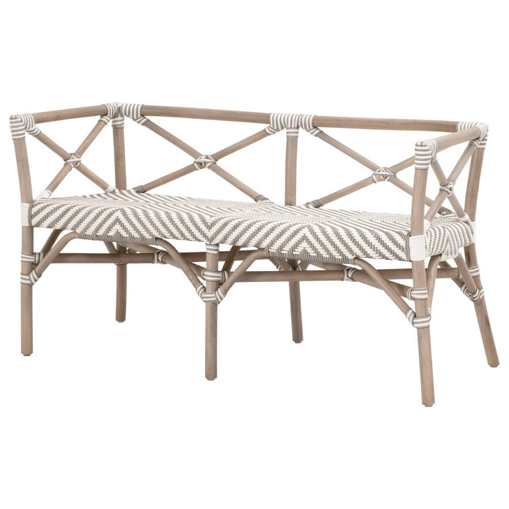 Essentials For Living Palisades Bench ~ Stone & White Synthetic Binding