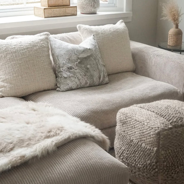 Anaya Home Cozy Cotton White Boucle Pillow 20x20 With Down Insert