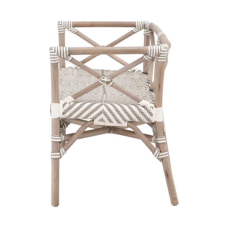 Essentials For Living Palisades Bench ~ Stone & White Synthetic Binding