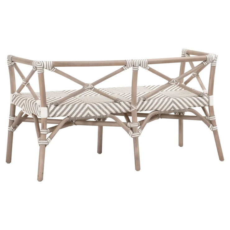 Essentials For Living Palisades Bench ~ Stone & White Synthetic Binding