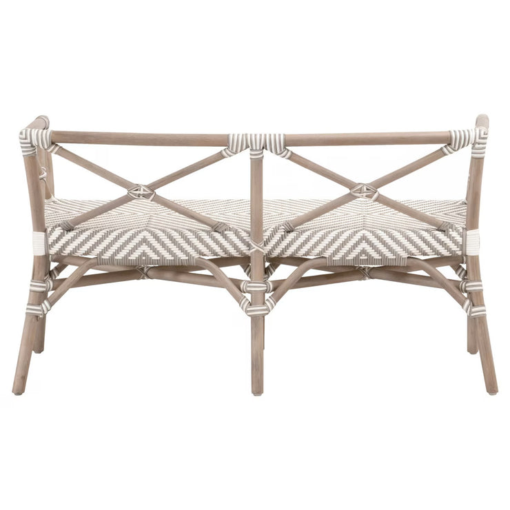 Essentials For Living Palisades Bench ~ Stone & White Synthetic Binding