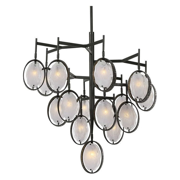 Uttermost Maxin Swirl Glass Ovals With Hammered Bronze Accents 15 Light Large Chandelier