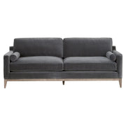 Essentials For Living Parker 86” Post Modern Sofa ~ Dark Dove Velvet, Natural Gray Oak