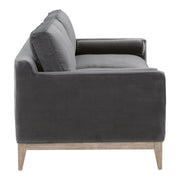Essentials For Living Parker 86” Post Modern Sofa ~ Dark Dove Velvet, Natural Gray Oak