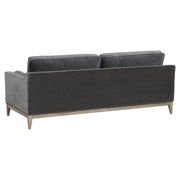 Essentials For Living Parker 86” Post Modern Sofa ~ Dark Dove Velvet, Natural Gray Oak