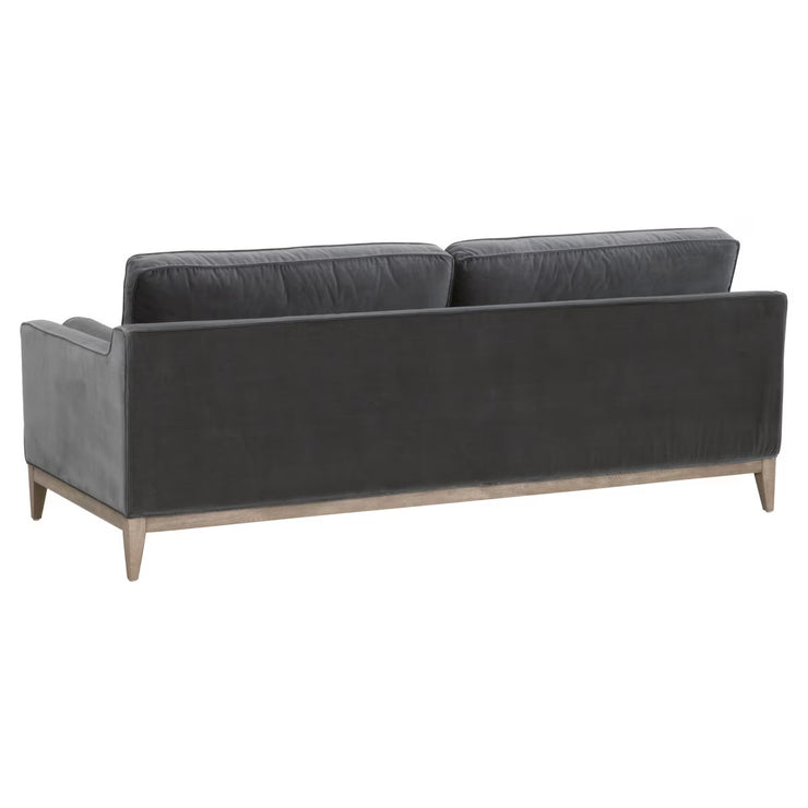Essentials For Living Parker 86” Post Modern Sofa ~ Dark Dove Velvet, Natural Gray Oak