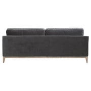 Essentials For Living Parker 86” Post Modern Sofa ~ Dark Dove Velvet, Natural Gray Oak