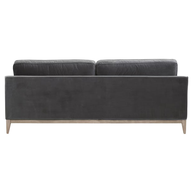 Essentials For Living Parker 86” Post Modern Sofa ~ Dark Dove Velvet, Natural Gray Oak