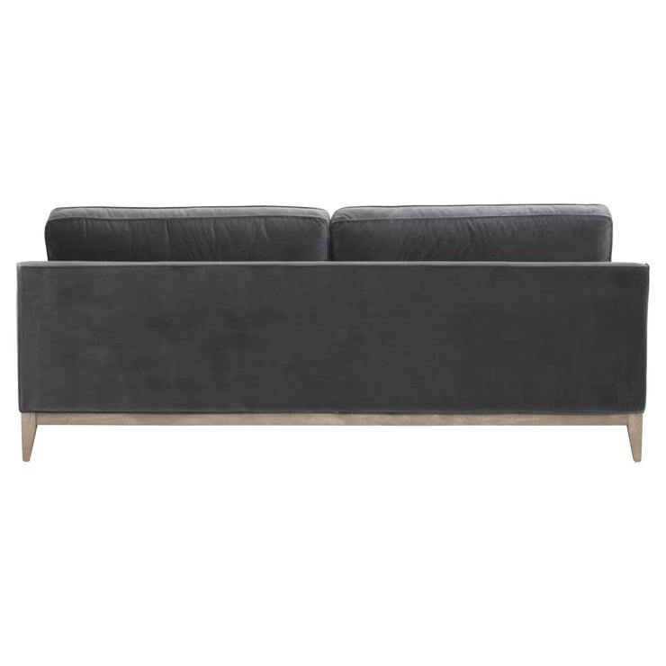 Essentials For Living Parker 86” Post Modern Sofa ~ Dark Dove Velvet, Natural Gray Oak