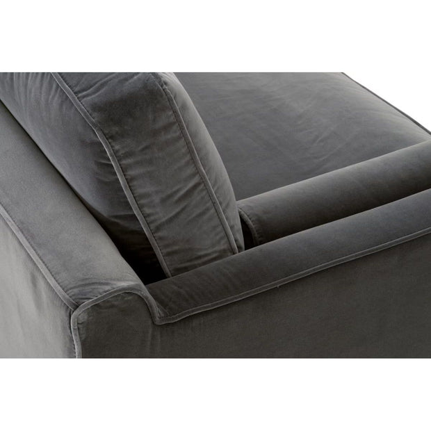 Essentials For Living Parker 86” Post Modern Sofa ~ Dark Dove Velvet, Natural Gray Oak