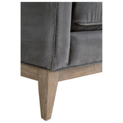 Essentials For Living Parker 86” Post Modern Sofa ~ Dark Dove Velvet, Natural Gray Oak
